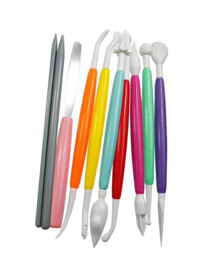 10-Piece DIY Fondant Cake And Gum Paste Decorating Tool Kit Multicolour