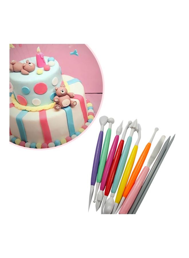 10-Piece DIY Fondant Cake And Gum Paste Decorating Tool Kit Multicolour