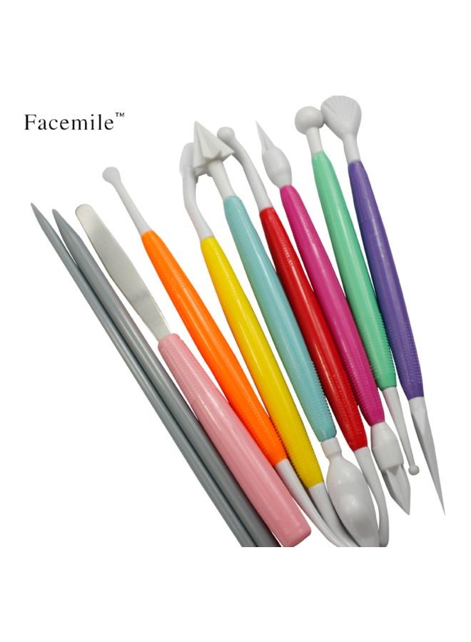 10-Piece DIY Fondant Cake And Gum Paste Decorating Tool Kit Multicolour