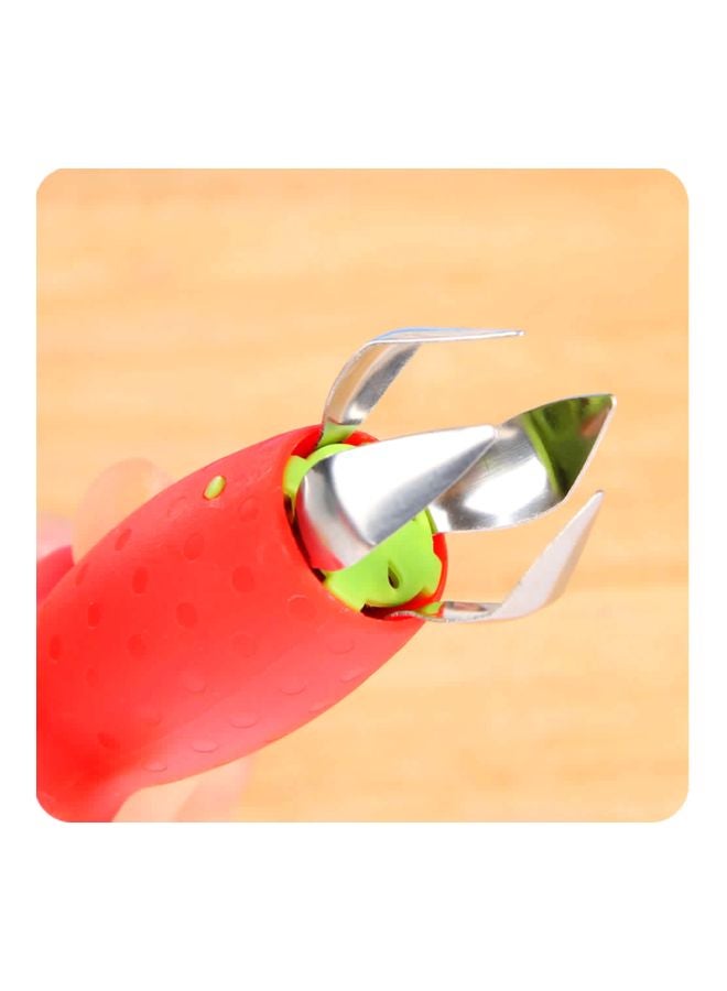 Strawberry Stem Remover Slicer Huller Scoop Corer Red/Green/Silver 15cm - Image 2