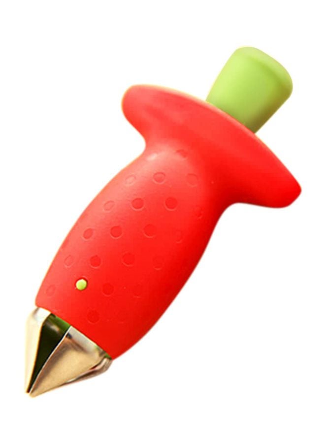Strawberry Stem Remover Slicer Huller Scoop Corer Red/Green/Silver 15cm - Image 1
