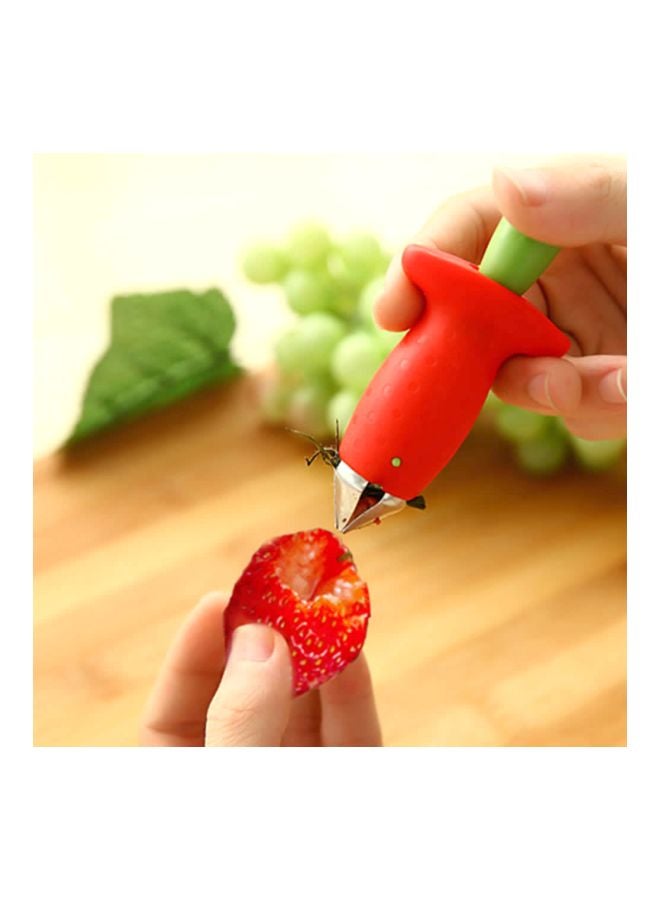 Strawberry Stem Remover Slicer Huller Scoop Corer Red/Green/Silver 15cm - Image 3