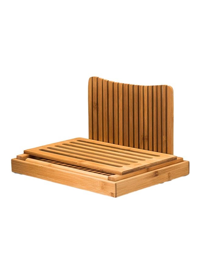 2-Piece Bamboo Bread Slicer And Cutting Board Set Brown 33x7x24cm - Image 1