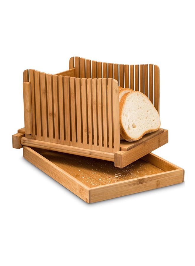 2-Piece Bamboo Bread Slicer And Cutting Board Set Brown 33x7x24cm - Image 3