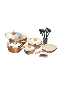 15-Piece Granite Cookware Set Gold/Black/Silver