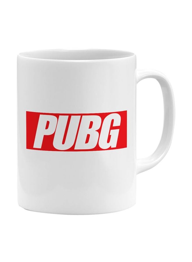 PUBG Gameplay Logo Printed Ceramic Coffee Mug White/Red