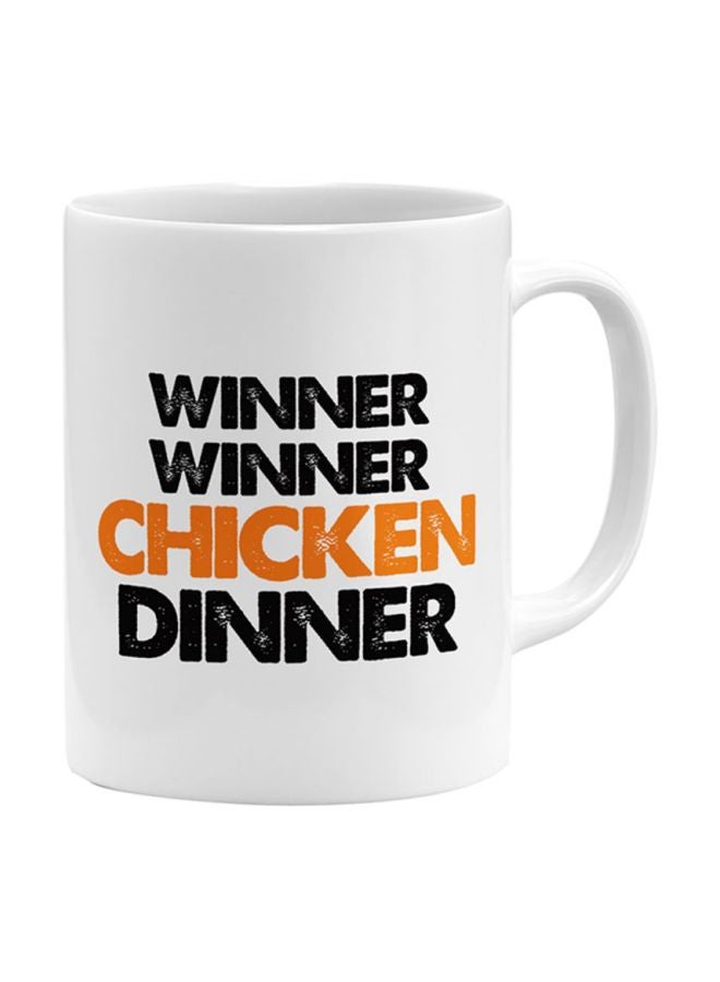 Winner Winner Chicken Dinner PUBG Gameplay Printed Ceramic Coffee Mug White/Black/Orange 
