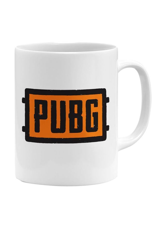 مج قهوة من السيراميك بطبعة شعار لعبة PUBG أبيض/أسود/برتقالي
