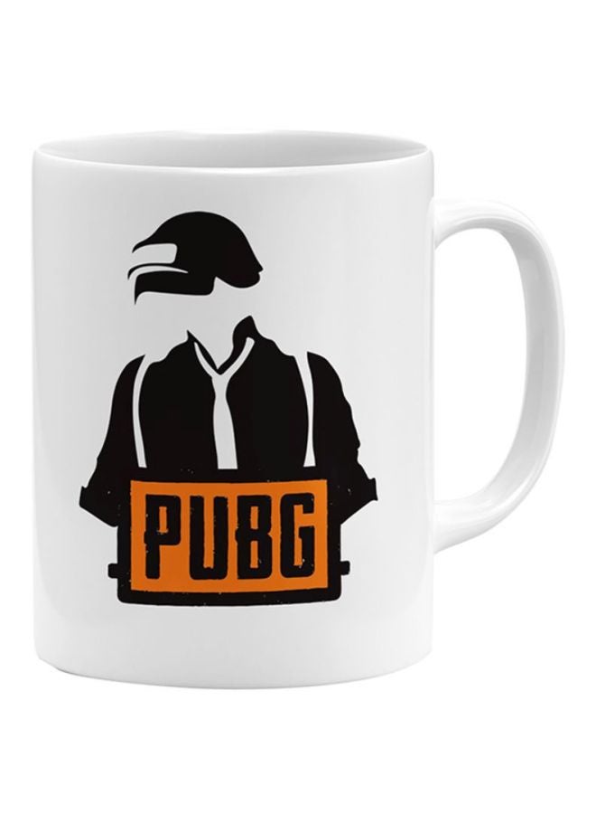 قدح قهوة بطبعة لعبة 'PUBG' أبيض/أسود/برتقالي