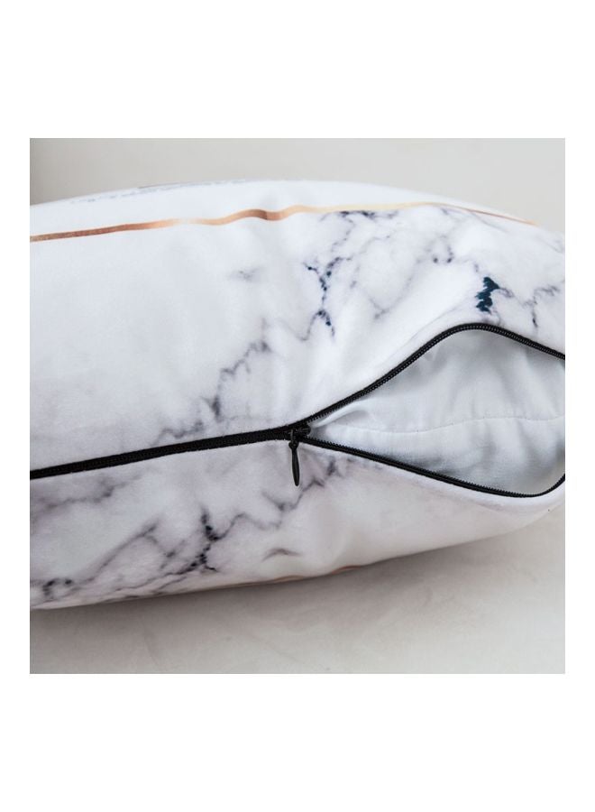 Marble Pattern Letter C Printed Pillow Case Polyester White/Black/Gold 45x45centimeter