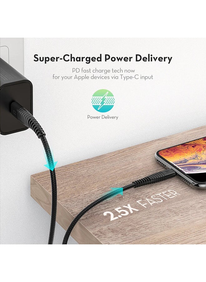 RAVPOWER Nylon Yarn Braided Type-C To Lightning Cable Black  - Image 4