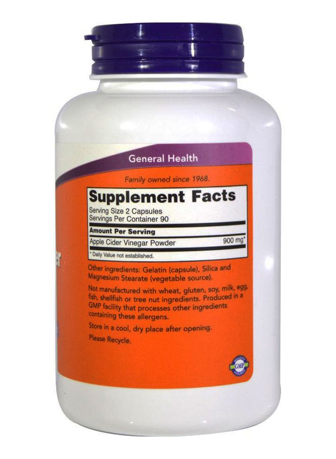 Now Foods Apple Cider Vinegar Dietary Supplement - 180 Capsules  - Image 2