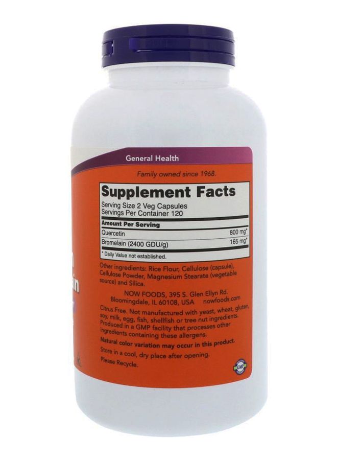 Now Foods Quercetin With Bromelain Dietary Supplement - 240 Capsules - Image 2