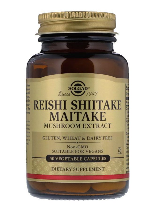 Solgar Reishi Shiitake Maitake Dietary Supplement - 50 Capsules - Image 1