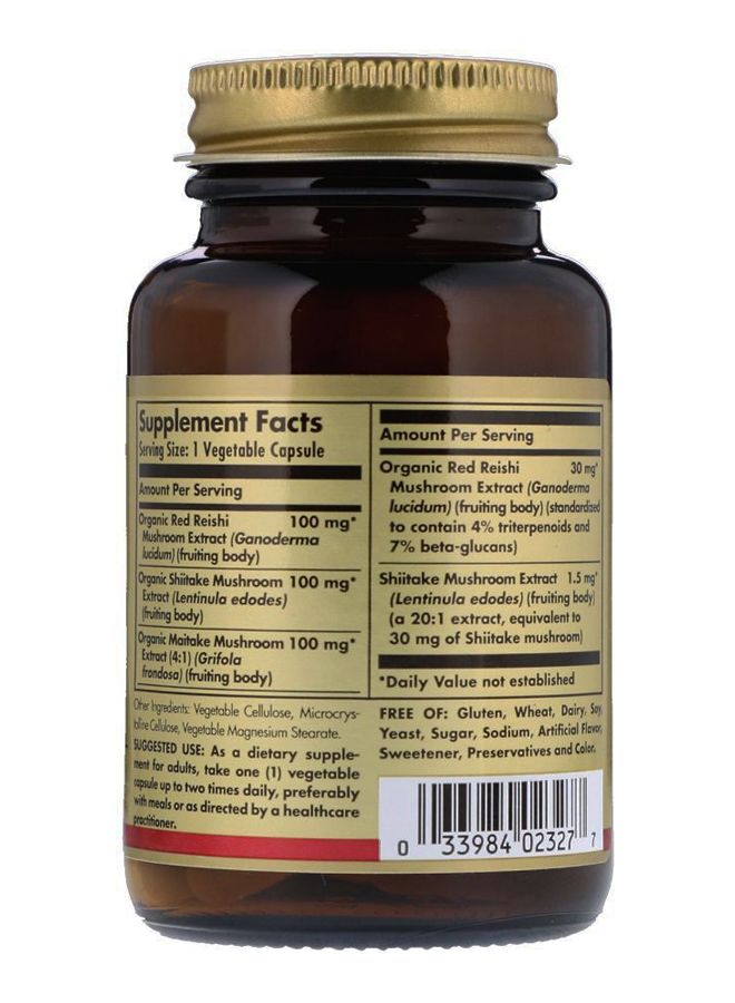 Solgar Reishi Shiitake Maitake Dietary Supplement - 50 Capsules - Image 2