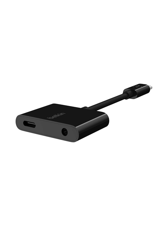 belkin - RockStar 3.5mm Audio With USB-C Charge Adapter Black - Image 1