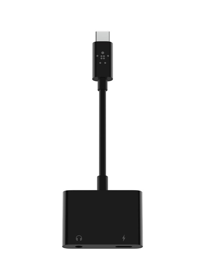 belkin - RockStar 3.5mm Audio With USB-C Charge Adapter Black - Image 1