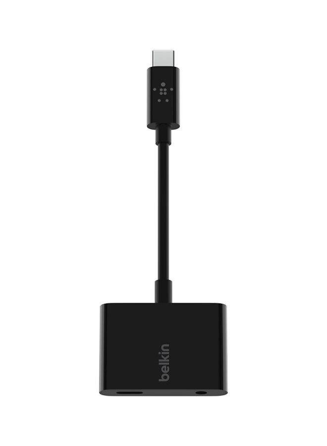 belkin - RockStar 3.5mm Audio With USB-C Charge Adapter Black - Image 1