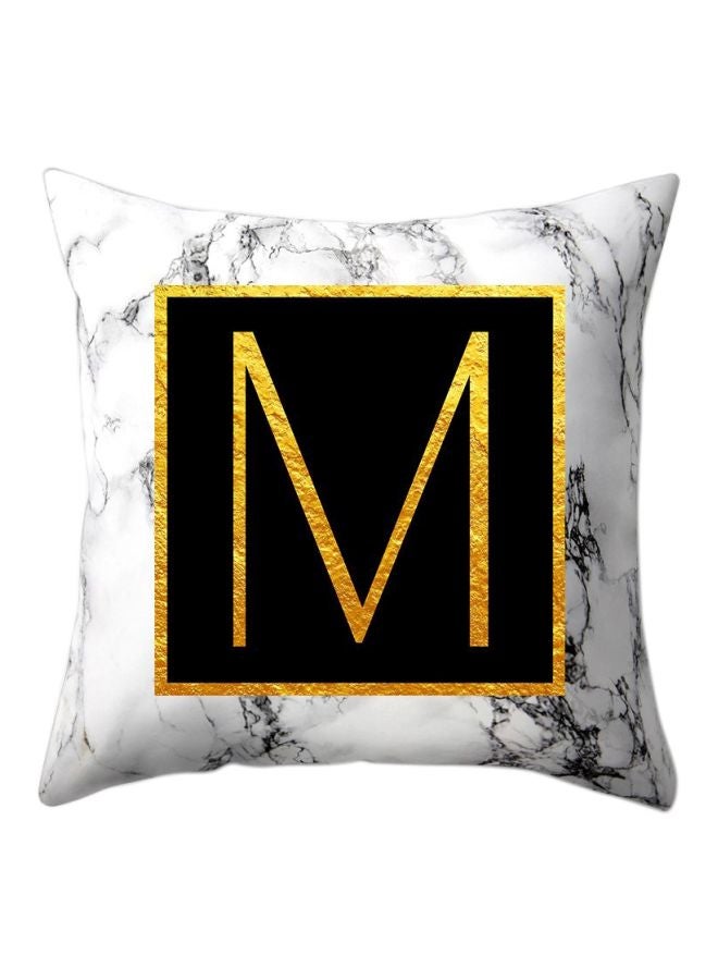 Alphabet Marble Pattern Pillow Cover polyester White/Black/Gold 45x45cm - Image 1