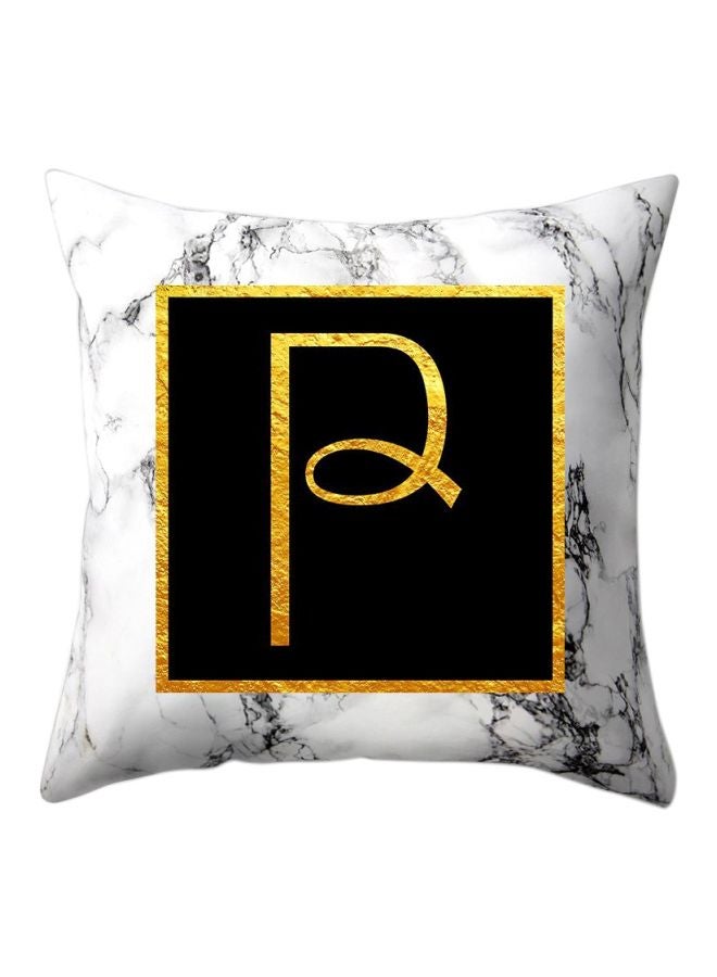 Alphabet Marble Pattern Pillow Cover polyester White/Black/Gold 45x45cm - Image 1