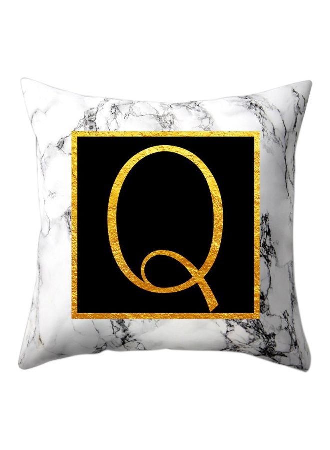 Alphabet Marble Pattern Pillow Cover polyester White/Black/Gold 45x45cm - Image 1
