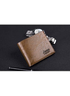 Jeep Short Bifold Synthetic Leather Wallet With Credit Card Holder Light Brown  - Image 4