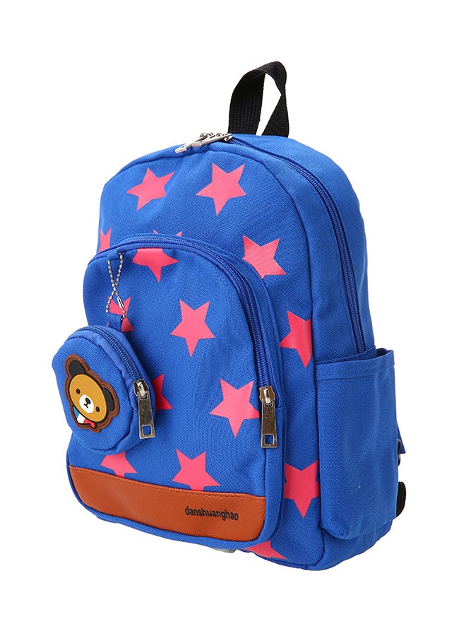 Star Printed Design Canvas Backpack Blue/Pink - Image 3
