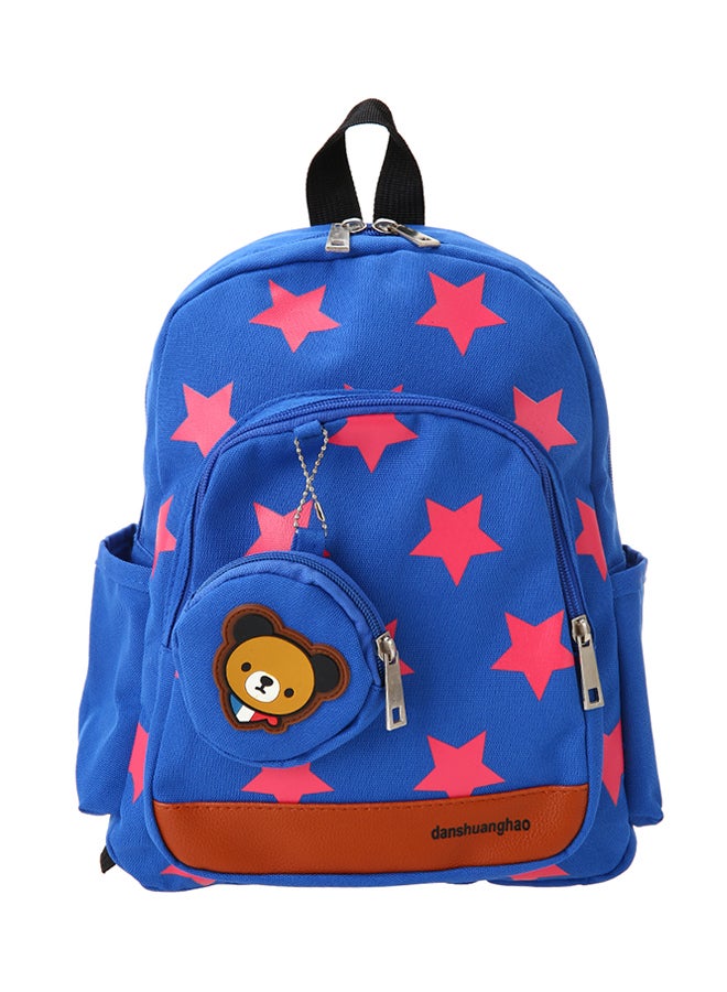 Star Printed Design Canvas Backpack Blue/Pink - Image 1
