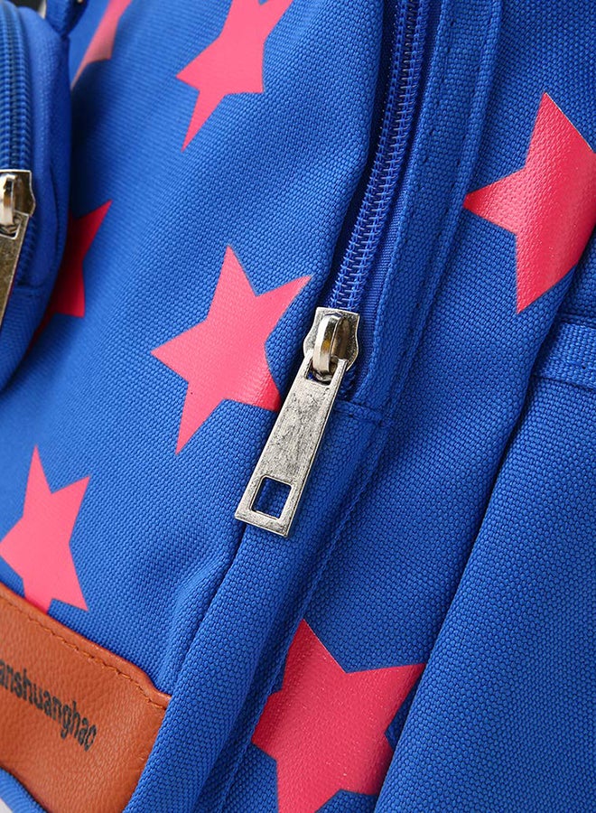 Star Printed Design Canvas Backpack Blue/Pink - Image 5
