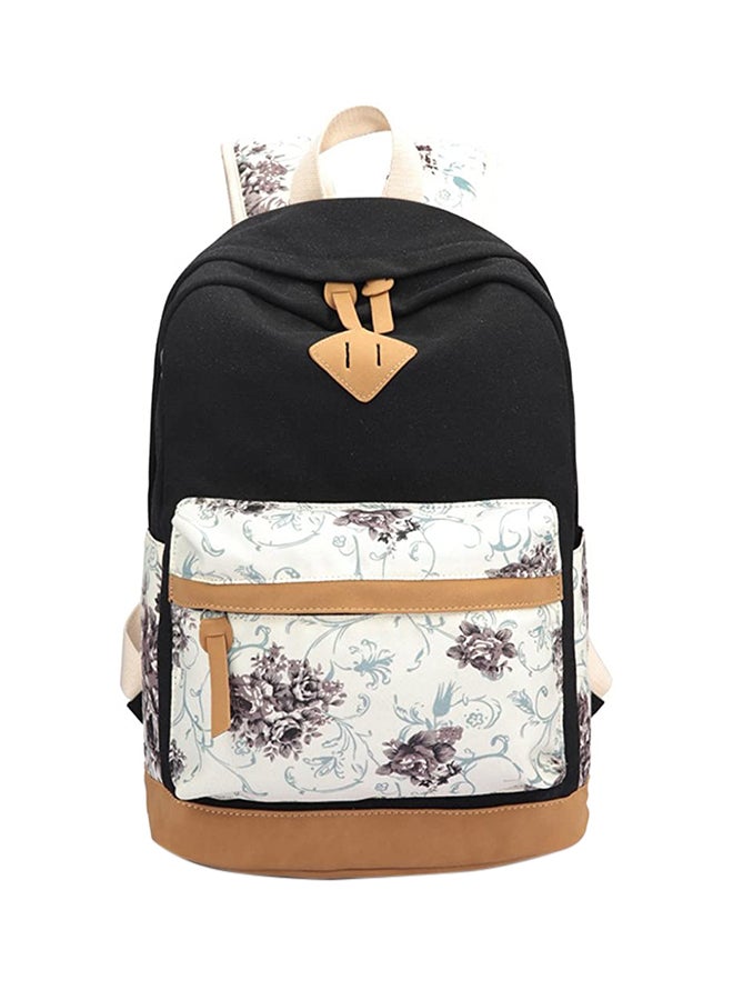 Sharpdo - Polyester Printed Zipper Kids Backpack Set Black/White/Purple - Image 1