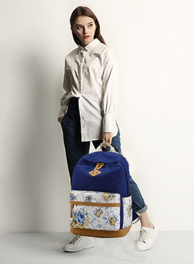 Sharpdo - Polyester Printed Zipper Kids Backpack Set Blue/White - Image 1