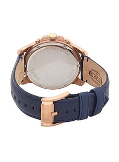 FOSSIL Men's Leather Chronograph Wrist Watch FS4835 - 44 mm - Blue  - Image 2