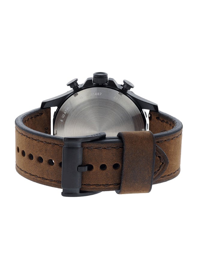 FOSSIL - Men's Leather Chronograph Wrist Watch JR1487 - 42 mm - Brown - Image 1