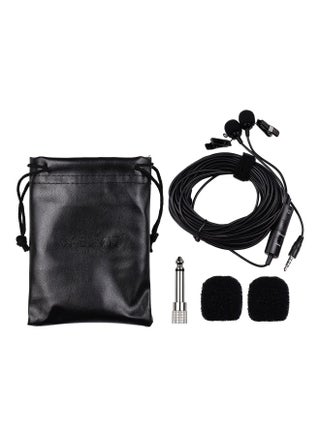 5-Piece Omnidirectional Dual Head Lavalier Microphone Set D8239 Black - v1588679582/N37536863A_1