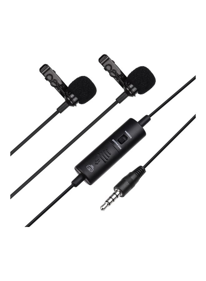 5-Piece Omnidirectional Dual Head Lavalier Microphone Set D8239 Black