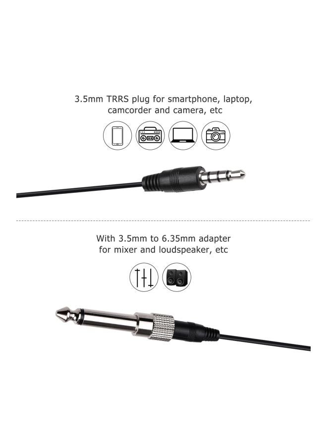 5-Piece Omnidirectional Dual Head Lavalier Microphone Set D8239 Black