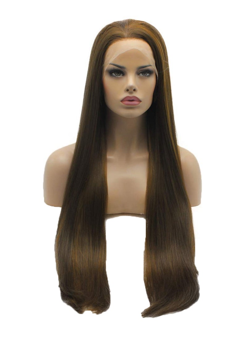 Lushy Professional Long Straight Cosplay Wig Brown 30inch - Image 1