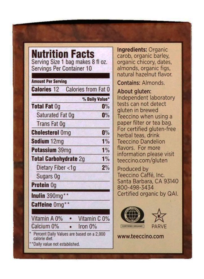 teeccino Hazelnut Roasted Herbal Tea - 10 Bags - Image 2
