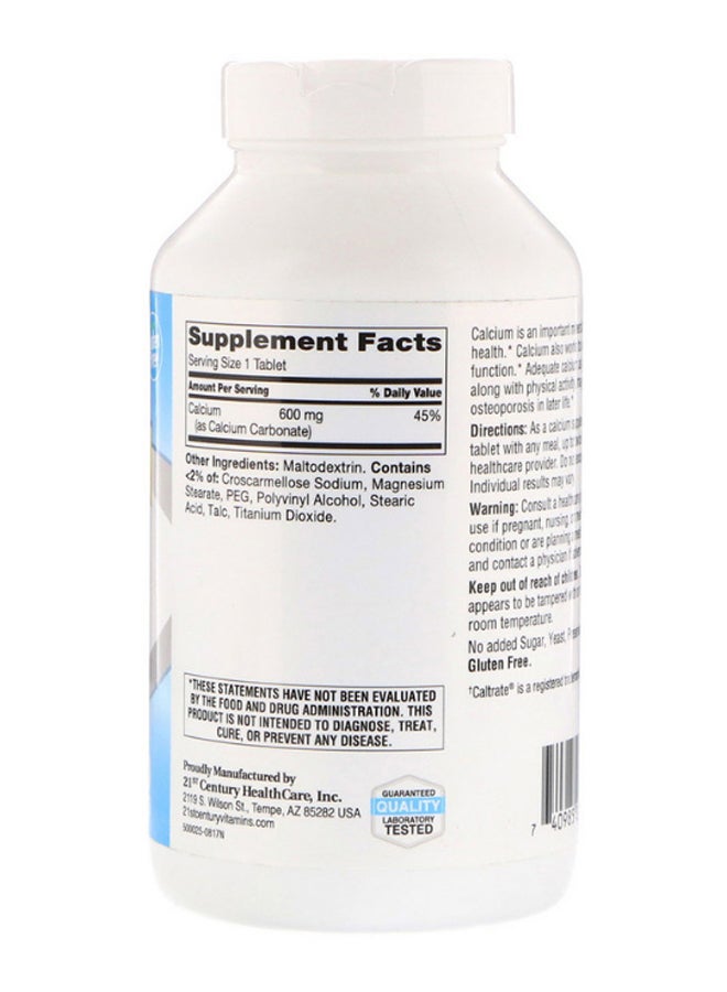 21st Century Calcium Supplement 600 Bone Support - 400 Tablets  - Image 2