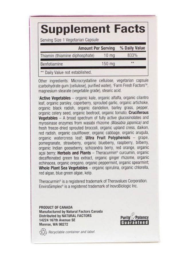 natural Factors - B1 Benfotiamine Thiamine Diphosphate Dietary Supplement - 30 Capsules - Image 1