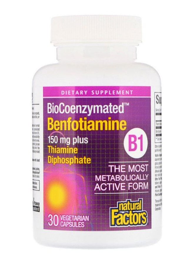 natural Factors - B1 Benfotiamine Thiamine Diphosphate Dietary Supplement - 30 Capsules - Image 1