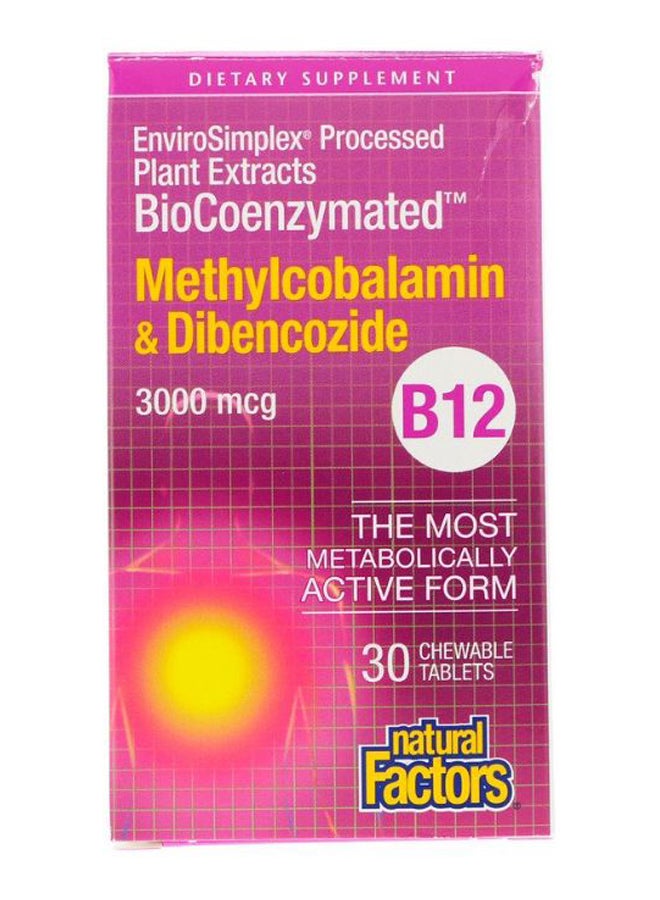 natural Factors - B12 Methylcobalamin And Dibencozide Dietary Supplement - 30 Chewable Tablets - Image 1