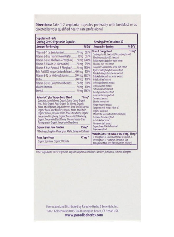 بارادايس هيربس مكمل غذائي إيرثز بليند بفيتامين B المركب - يحتوي 60 كبسولة. - Image 2