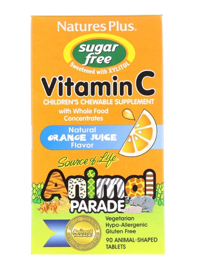 Natures Plus Natural Orange Juice Animal Parade Vitamin-C - 90 Tablets - Image 2