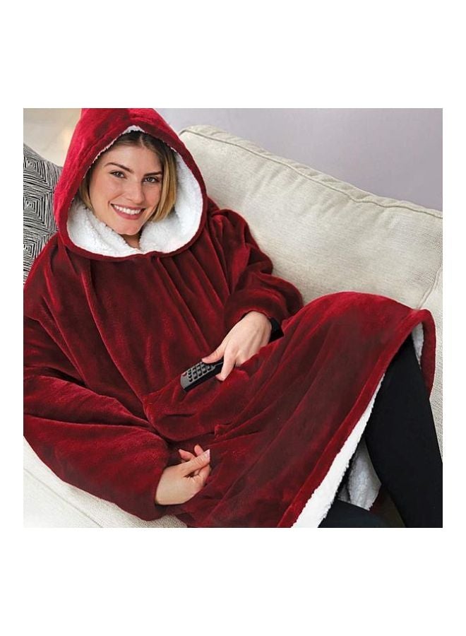 Cotton Ultra Plush Blanket Hoodie Marron/White - Image 2