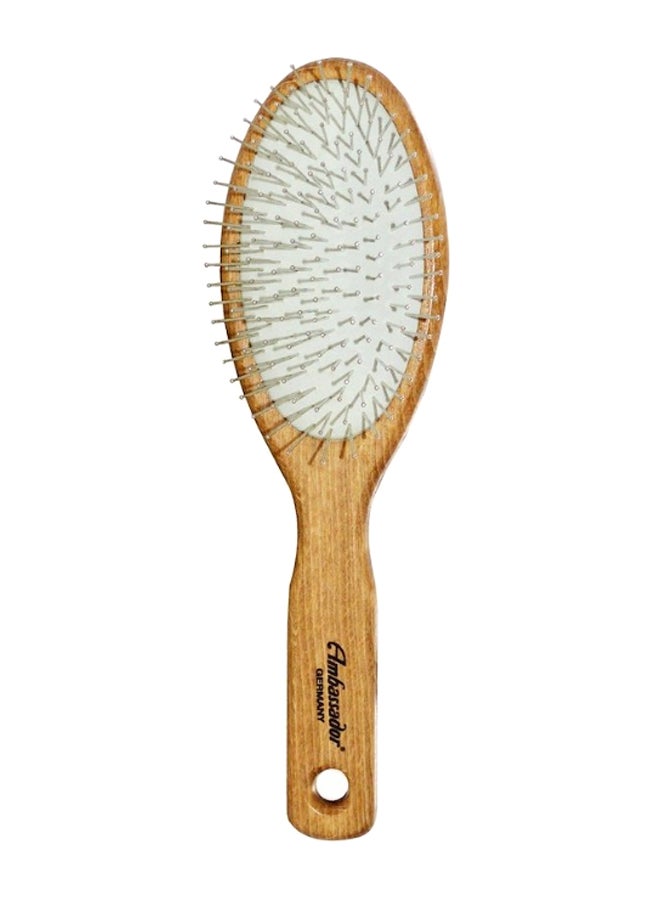 فرشاة شعر أمباسادور بأسنان ذات أطراف كروية أبيض/بيج