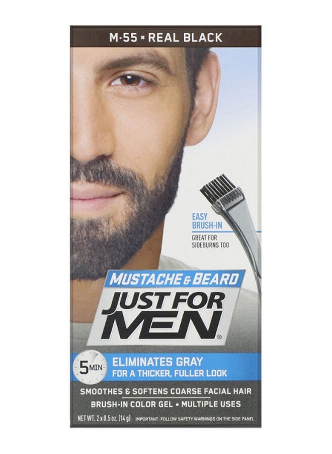 Just For Men Natural Look Moustache And Beard Brush-In Permanent Hair Color Gel M55 Real Black - Image 1