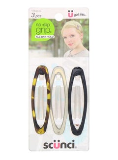 Scunci 3-Piece No Slip Grip Oval Clip Set Multicolour  - Image 1