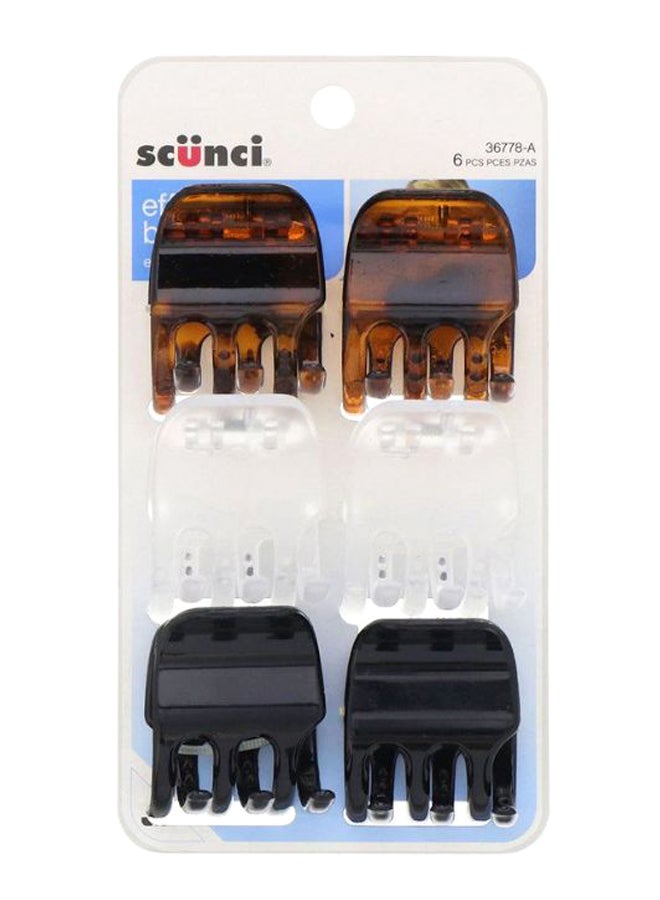 سكانشي طقم مشابك شعر بأسنان كبيرة سهلة الإستخدام من تشكيلة إيزي بيوتي مكون من 6 قطع بني/أسود/شفاف - Image 1