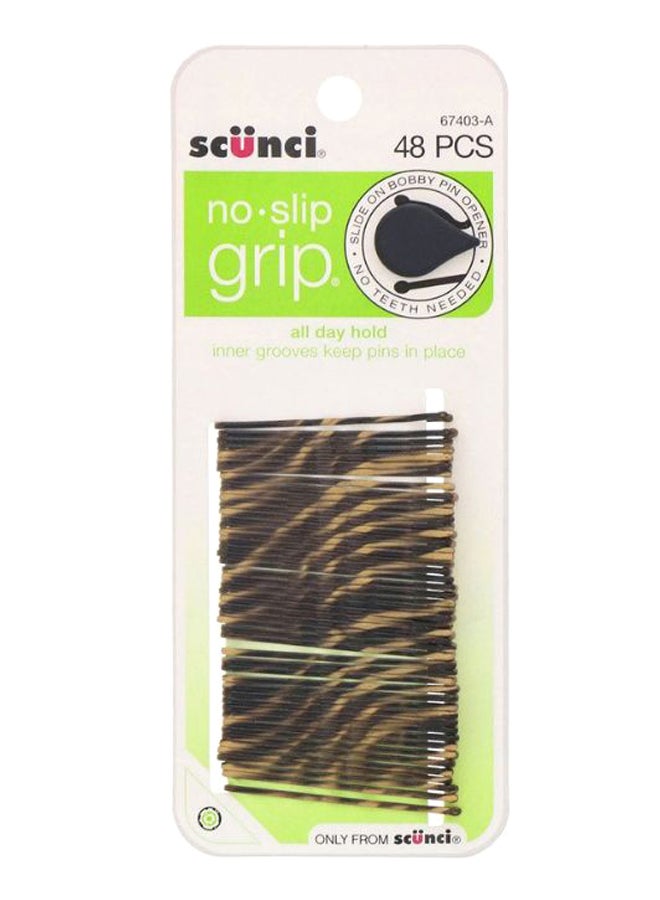 Scunci 48-Piece No Slip Grip All Day Hold Bobby Pin Set Black/Beige - Image 1